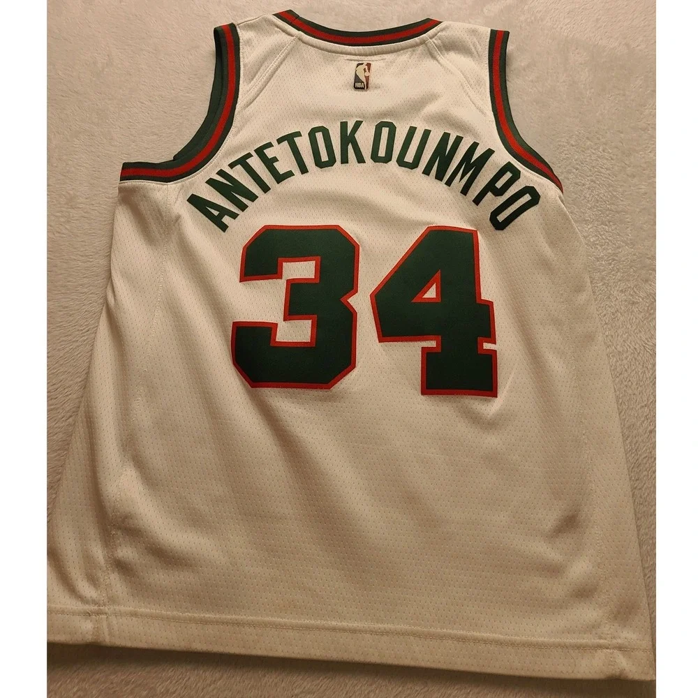 Nike Milwaukee Bucks Giannis Antetokounmpo 34 Jersey White Harley Davidson  M